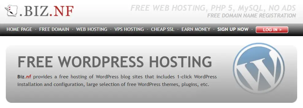 Biz.nf free hosting for wordpress