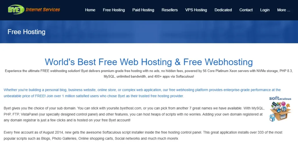 Byet.host free hosting