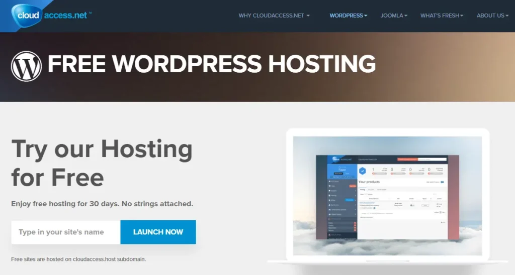 CloudAccess Free hosting for wordpress