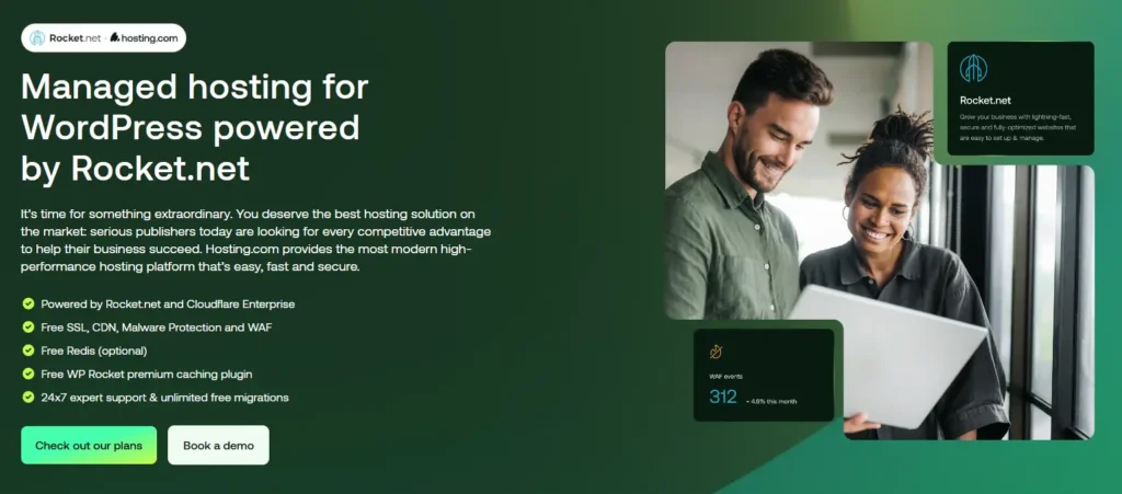 Managed hosting for WordPress powered by Rocket.net